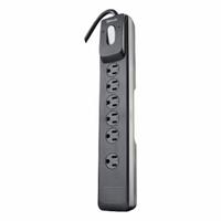 WOODS Surge Protector: 6 Outlets, 4 ft Cord Lg, 1,440 J Rated Energy, 15 A Current, Black, 5-15P (MPN 41494). Key specifications — Brand: WOODS; Mounting Style: Non Mounting.