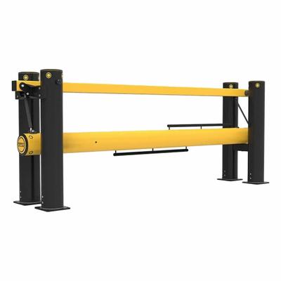 A-SAFE Traffic Gate: 2 Rails, Black/Yellow, Vertical Swing, 78 3/4 in Opening Wd - Gas-Assisted Lifting Dock Gates for Vehicle Protection