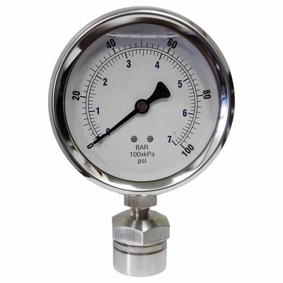 KODIAK CONTROLS Vacuum Gauge: KC301, 4 in Dial, 316 Stainless Steel, 316 Stainless Steel - Dial Pressure Gauges with 316 SS Female-Threaded Mini-Seal