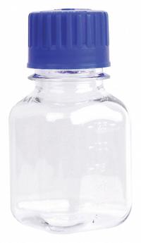 Media Bottle: PETG, 125 mL Capacity - oz, 125 mL Capacity - mL, Closure Included, Sterile, Unlined (MPN WPBGC0125SB). Key specifications — Graduated: No; Closure Type: Screw-On; Body Color: Colorless; Brand: APPROVED VENDOR.