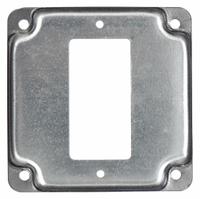 RACO Electrical Box Cover: 2 Gangs, Crushed Corner, For Square Box Shape, Galvanized Zinc (MPN 808C). Key specifications — Brand: RACO; For Box Shape: Square; Material: Galvanized Zinc; Cover Design: Crushed Corner.
