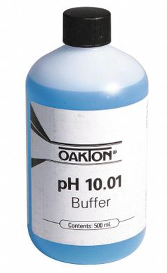 OAKTON Buffer - pH 10.01 - Color Coded Blue: ACS, 500 mL Volume, Liquid, pH 10.01, Plastic, 1 (MPN 00654-08). Key specifications — Brand: OAKTON; CAS Number: 62625-21-2; Chemical Family Type: Solution; Chemical Grade: ACS; Concentration: pH 10.01; Container Material: Plastic; Container Type: Bottle; Form: Liquid.