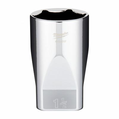 MILWAUKEE Socket Extension: SAE, 1/2 in Drive Size, 1 1/2 in Socket Size, 6-Point - Anti-Roll Hand Sockets