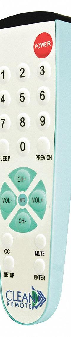 CLEAN REMOTE Universal Clean Remote Control for Healthcare, Big Buttons: Universal, CR2BB, White. Key specifications — Manufacturer Part Number: CR2BB; Brand: CLEAN REMOTE; Color: White; Features: Hidden Battery Compartment; Compatible With_Broad: Universal; Remote Features - Broad: Easy to Use.