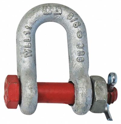 CROSBY D-Shackle: Chain Shackle, 2,000 lb Working Load Limit, 21/32 in Wd Between Eyes - Chain Shackles for Lifting