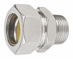 Rigid Compression Connector: 316 Stainless Steel, 1 1/2 in Trade Size, 2 1/4 in Overall Lg (MPN S61500MC00). Key specifications — Trade Size: 1-1/2 in; Overall Length: 2-1/4 in; Material: 316 Stainless Steel; Finish: Polished; For Use With: RMC; Thread Size: 1-1/2"-11-1/2; Thread Type: NPS; Insulated: No.