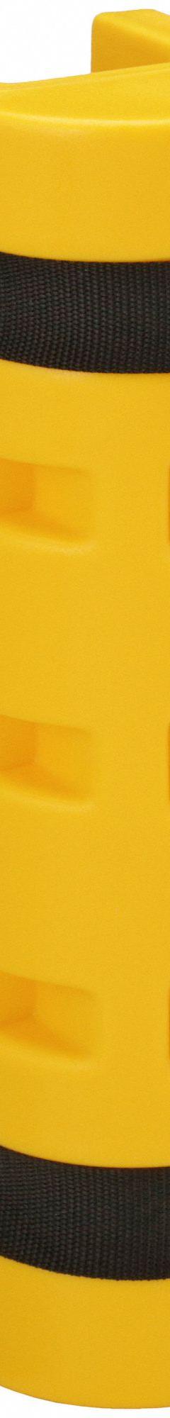 RACK SENTRY Pallet Rack Guard: Strap-On, On Upright, 3 in x 5 1/4 in x 18 in, Thermoplastic, Yellow (MPN RS75). Key specifications — Brand: RACK SENTRY; Mounting Location: On Upright; Includes: (2) Straps; Color: Yellow; Material: Thermoplastic.