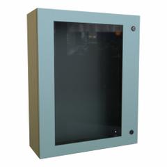 HAMMOND Electrical Enclosure: Steel, 30 in x 24 in x 8 in, NEMA 12/3R/4, Solid with Window Cover (MPN EN4SD30248WGY). Key specifications — Closure Method: 1/4-Turn Latch; Brand: HAMMOND; Knockouts: Not Included.