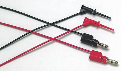 FLUKE Test Leads: Black/Red Electrical Current Color, Mini Hook Clip, Stacking Banana Plug - Test Leads with Clips