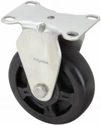 APPROVED VENDOR Plate Caster: Rigid, No Brake, Nylon, 5 in Wheel Dia., 1 1/4 in Wheel Wd, Slot (MPN P12RX-HNG050G-12). Key specifications — Brand: APPROVED VENDOR; Wheel/Tread Color: Black; Roll Up: Rigid.
