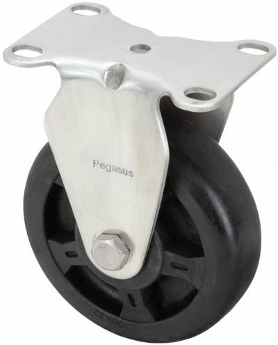 APPROVED VENDOR Plate Caster: Rigid, No Brake, Nylon, 5 in Wheel Dia., 1 1/4 in Wheel Wd - Corrosion & Heat-Resistant NSF-Listed Sanitary Plate Casters