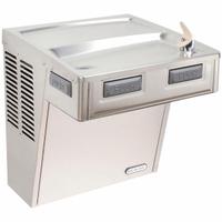 ELKAY Drinking Fountain: On-Wall, 20 5/8 in Ht, Front Pushbar/Side Pushbar, 8 gph @ 50°F, Silver (MPN EMABF8S). Key specifications — Housing Color: Silver; Brand: ELKAY; Housing Material: Stainless Steel; Housing Finish: Plain; Chilling Capacity: 8 gph @ 50°F.