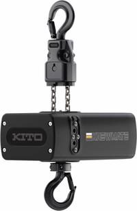 KITO Mini Electric Chain Hoist: H4 - Heavy Duty, 115V AC, Hook Mounted - No Trolley, 1 Speeds, 6 fpm (MPN TSEM005C60/115V). Key specifications — Brand: KITO; Includes: Chain Container; Operating Voltage: 115V AC; Headroom Clearance: 28 in - 30 in.