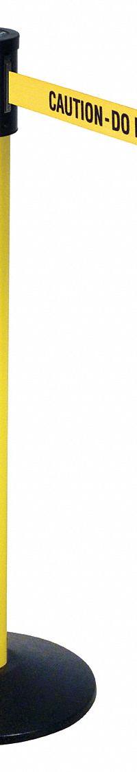 RETRACTA-BELT Barrier Post with Belt: Yellow, No Pattern, Caution Do Not Enter, 15 ft Belt Lg (MPN 321YA-CAU). Key specifications — attr981468: Cast Iron; attr981465: Yellow; attr981461: RETRACTA-BELT; attr981440: Aluminum; attr981443: Yellow; attr981449: Caution Do Not Enter; attr981448: Black.