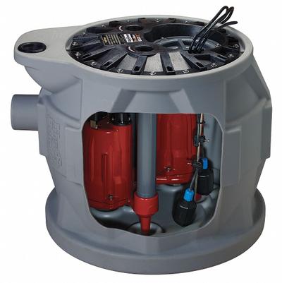 LIBERTY PUMPS Grinder Pump System: Plastic, 1 hp, 115V AC, 42 gpm @ 10' of Head - Duplex Sewage Grinder Pump Packages