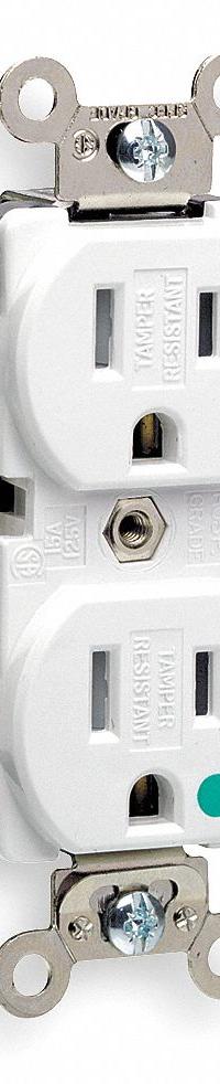 LEVITON Receptacle: Hospital Grade Fed. Spec., Duplex, 5-15R, White, 125V AC, 15 A, 2 Pole / 3 Wire (MPN 8200-SGW)
