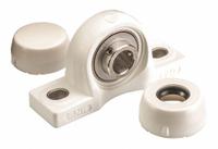 NTN Pillow Block Bearing: 1 3/16 in Bore, Polymer, Set Screws, 1 11/16 in Shaft Ht, 212°F Max Temp (MPN SUCPPL206-19CCFG1). Key specifications — Brand: NTN; Mounting Bolt Size: 1/2 in; Standards: NSF H1; System of Measurement: Inch.