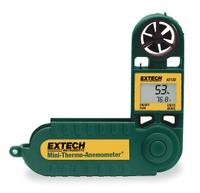 EXTECH Anemometer: 20 fpm Air Velocity Resolution, Dew Point/Relative Humidity, Rotating Vane, 45158. Key specifications — Vane Material: Plastic; Data Logging: No; Manufacturer Part Number: 45158; Brand: EXTECH; Temperature Accuracy: +/-1.8°F; Digital Display Screen Type: LCD; Display Type: Digital; Includes: Lanyard.