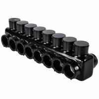 POLARIS Multitap Connector: 8 Port, Double-Sided Entry, 4 AWG – 500 kcmil Wire Size, Black (MPN IPLD500-8B). Key specifications — Body Material: Aluminum; Brand: POLARIS.