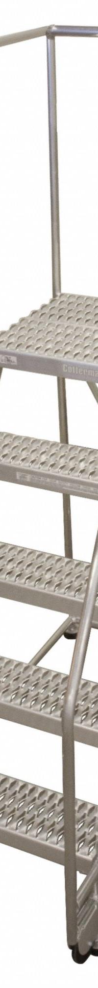COTTERMAN Rolling Ladder: 4.2 ft Platform Ht, Assembled, Aluminum, 350 lb Load Capacity - Max (MPN 5TA26A3E20B8C50P6). Key specifications — Color: Gray; Brand: COTTERMAN; Handrail Configuration: Double Handrails; Rear Chain: None.