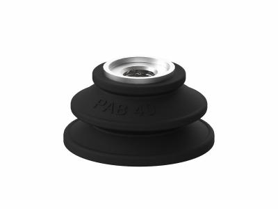 PIAB Vacuum Pad Assembly: Bellows, G3/8 in, 40 mm Pad Dia, Nitrile/PVC, Black - Bellows Type Automotive Industry Vacuum Pad Assemblies