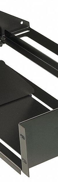 VIDEO MOUNT PRODUCTS Receiver Rack: Adj-Slot for 8 Receivers Shelf, 12 1/8 in Overall Dp, Black (MPN ER-8RSA). Key specifications — Brand: VIDEO MOUNT PRODUCTS; Color: Black; Product Type: Rack Shelf; Material: Steel; _Shelf Style: Adjustable-Slot for 8 Receivers.