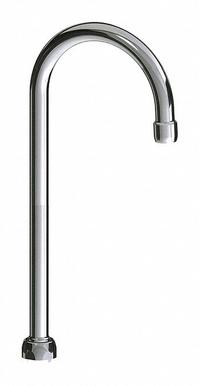 CHICAGO FAUCETS Spout: Spout, Gooseneck, Swivel Spout, Brass, Polished Chrome, 2.2 gpm Flow Rate (MPN GN2AH13E3JKABCP). Key specifications — Includes: Mounting Hardware; Product Type: Spout; Spout Style: Swivel; Body Material: Brass; Color/Finish: Polished Chrome; Brand: CHICAGO FAUCETS.