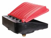 PIG Drum Funnel: Manual Closing, Black / Red, No Flame Arrester, 10 in, 2 in NPT, Polyethylene (MPN DRM166-rd). Key specifications — Brand: PIG; Funnel Material: Polyethylene; For Use With: 55 gal Plastic or Steel Drums; Color: Red; Lid Type: Manual Closing; Flame Arrester Ht: No Flame Arrester; Lid Type (sublevel): Lidded.