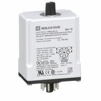 SCHNEIDER Single Function Time Delay Relay: Socket Mounted, 110V AC, 10 A, 8 Pins/Terminals (MPN 9050JCK15V20). Key specifications — Contact Rating (AC): 10 A @ 120/240V; Brand: SCHNEIDER.