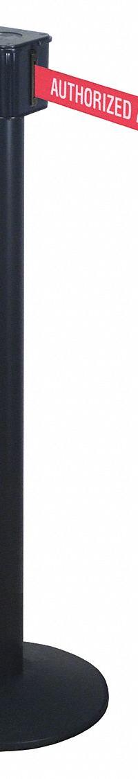 RETRACTA-BELT Barrier Post with Belt: Red, No Pattern, Authorized Access Only, 30 ft Belt Lg, Black (MPN PM412-30BA-AAO). Key specifications — attr981468: Cast Iron; attr981465: Red; attr981461: RETRACTA-BELT; attr981440: Aluminum; attr981443: Black; attr981449: Authorized Access Only; attr981448: White.