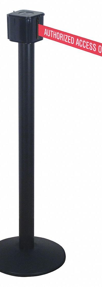 RETRACTA-BELT Barrier Post with Belt: Red - Message Retractable Belt Post Barriers