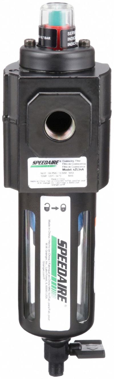 SPEEDAIRE Pneumatic Oil Filter: Coalescing, 3/8 in NPT, 0.01 micron, 20 cfm - Speedaire FRL Air Filters
