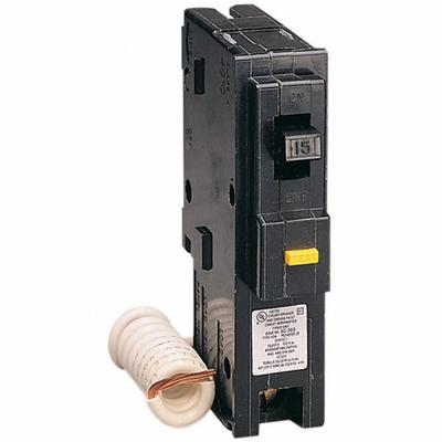 SQUARE D Miniature Circuit Breaker: 15 A, 120V AC, Single Phase, 10kA at 120V AC - HOM Series, Plug-In Square D Miniature Circuit Breakers