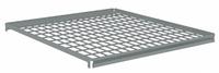 TENNSCO Shelf: 48 in x 36 in, 500 lb Load Capacity, Steel, 5 ga Decking, Gray, Shelf (MPN ZAESH-4836W). Key specifications — Decking Material: Steel; Includes: (4) Beams; Decking Finish: Zinc Plated; Shelf Configuration: Single Straight; Color: Gray; Frame Material: Steel; Brand: TENNSCO; Frame Finish: Zinc Plated.