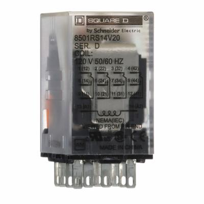SCHNEIDER General Purpose Relay: Socket Mounted, 6 A Current Rating, 120V AC, 4PDT - Socket-Mounted Relays