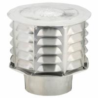 Vent Cap: Louvered Hood Venting, Vented Rain Cap, Round, 4 in Duct, 3105, Aluminum, Silver Finish (MPN 4CW). Key specifications — Screen Included: No; Backdraft Damper Included: No; Brand: AMERI-VENT; Product Type: Vent Cap; Color: Silver; Connection Type: Press Fit; Type of Cap/Hood: Wall Cap; Material of Cap/Hood: Aluminum.
