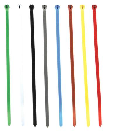 TY-RAP Cable Tie Kit: 100 Pieces, Nylon 6/6, Stainless Steel Barb Locking, Assorted Colors - Cable Tie Assortment Kits