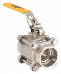 SHARPE Manual Two-Way Ball Valve: 1 in, 316 Stainless Steel, Straight Valve Body, Socket x Socket (MPN 4351002540). Key specifications — Seat Material: Polymer; Brand: SHARPE; Handle: Locking Lever.
