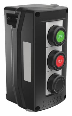 Control Station: 1 Gang, (3) Push Buttons, 3NO/3NC, No Legend, 0 Pilot Lights, 3/4 in, Dead-End Hub (MPN HKHMOD000006WW). Key specifications — Legend: No Legend; Action: Momentary/Momentary/Momentary; Contact Form: 3NO/3NC; Brand: HUBBELL KILLARK; Operator Configuration Type: (3) Push Buttons.