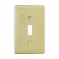 HUBBELL Wall Plate: Toggle, 1 Gang, Ivory, Midsize Size (MPN NPJJ1I). Key specifications — Brand: HUBBELL; Material: Nylon.