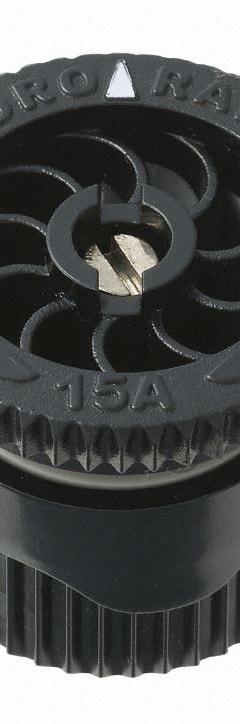 HYDRORAIN Adjustable Arc Spray Nozzle: 0° to 360°, 15 ft, 0.39 to 8.97 gpm, 15 to 30 psi, Plastic (MPN 04104). Key specifications — Throw Radius: 15 ft; Brand: HYDRORAIN; Flow Rate: 0.39 to 8.97 gpm; Pattern: 0° to 360°; Pressure Range: 15 to 30 psi; Sprinkler Head or Nozzle Type: Adjustable Nozzle.