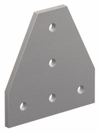 Joining Plate: T Flat Plate, 15 Series, 4 1/2 in x 4 1/2 in x 1/4 in, For 21/64 in Slot Wd, 5 Holes (MPN 15JP4506). Key specifications — Material: Aluminum; Mounting Type: Slide-In; Brand: FAZTEK; Finish: Anodized.