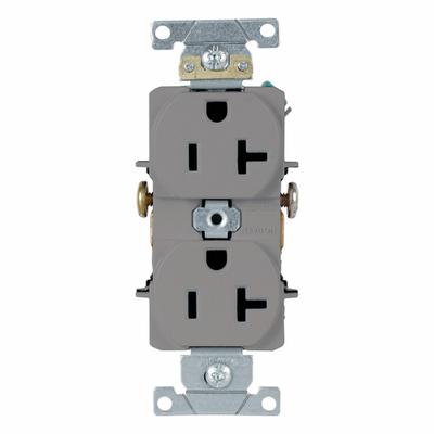 LEVITON Duplex Receptacle/Oultet, 20 Amp: Duplex, 5-20, Gray, 125V AC, 20 A - General Purpose Receptacles