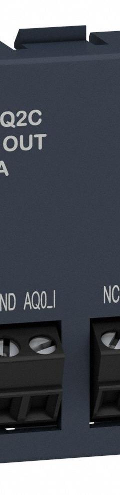 SCHNEIDER ELECTRIC Analog Output Module: (2) Analog Out (MPN TMC2AQ2C). Key specifications — Manufacturer Part Number: TMC2AQ2C; Product Type: Analog Output Module; Series: M221C; Number and Type of Outputs: (2) Analog.