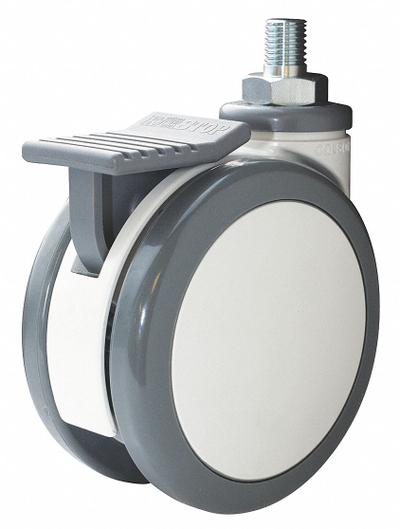 APPROVED VENDOR Stem Caster: Swivel, 5 in Wheel Dia., Metric, 2 3/4 in Wheel Wd - Twin-Wheel Threaded Stem Casters for Medical Equipment