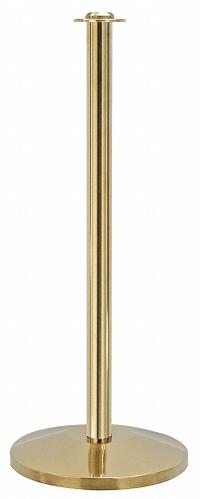 Contemporary Top Post: Contemporary, 39 in Post Ht, Steel, Flat, 36 in to 40 in, Not ADA Compliant (MPN QWAY314-2P). Key specifications — Brand: QUEUEWAY; Base Shape: Dome; Base Material: Brass; Post Material: Steel; Post Finish: Polished Brass.