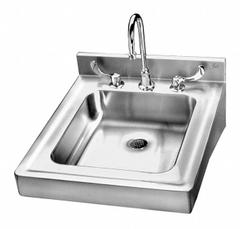 JUST MANUFACTURING Bathroom Sink: Lavatory Group, Silver, Stainless Steel, Dual Manual Handle (MPN HCL23520-34-J). Key specifications — Series: Lavatory Group; Includes: Faucet; Color: Silver; Brand: JUST MANUFACTURING; Sink Type: Bathroom; Material: Stainless Steel; Sink Material: Stainless Steel.