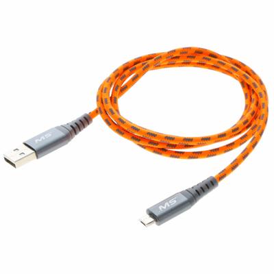 MOBILESPEC Reinforced USB Cable: Micro End 1, Micro AB End 2, Orange, 48 in Lg - Reinforced USB & Lightning Cables