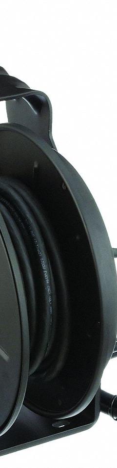 KH INDUSTRIES Extension Cord Reel: Constant Tension or Ratchet Lock, 25 ft Cord Lg, 12 AWG, SJOW (MPN RTBB3LB-1DD520-J12F). Key specifications — Retractable Cord Ending NEMA Configuration: 5-20R; Feeder Cord Ending NEMA Configuration: 5-20P; Brand: KH INDUSTRIES.