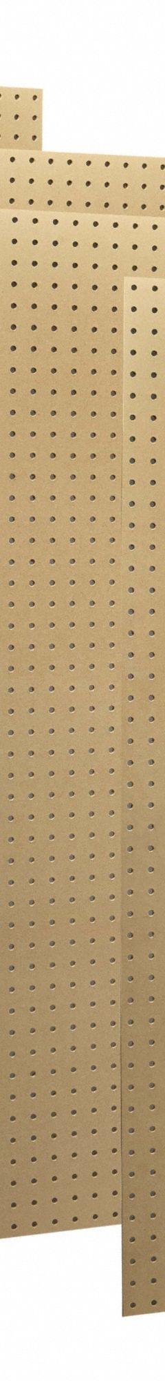 TRITON PRODUCTS Stationary Pegboard Panels: Round, 1/4 in Peg Hole Size, 48 in x 24 in x 1/4 in (MPN TPB-4N). Key specifications — Material: High-Density Fiberboard; Finish: None; Peg Hole Shape: Round; Color: Natural; Brand: TRITON PRODUCTS.